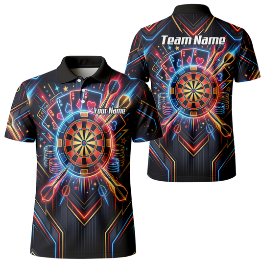 Dart Trikot Herren Personalisierbar – Casino Poker Design Neon I2744 - Outfitsuche