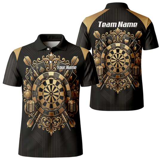 Dart Trikot Herren Personalisierbar – Casino & Poker Design Schwarz Gold D9179 - Outfitsuche