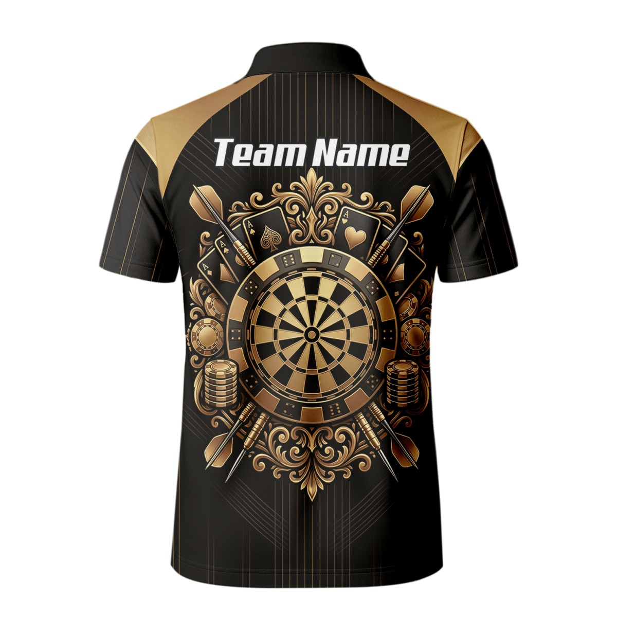 Dart Trikot Herren Personalisierbar – Casino & Poker Design Schwarz Gold D9179 - Outfitsuche