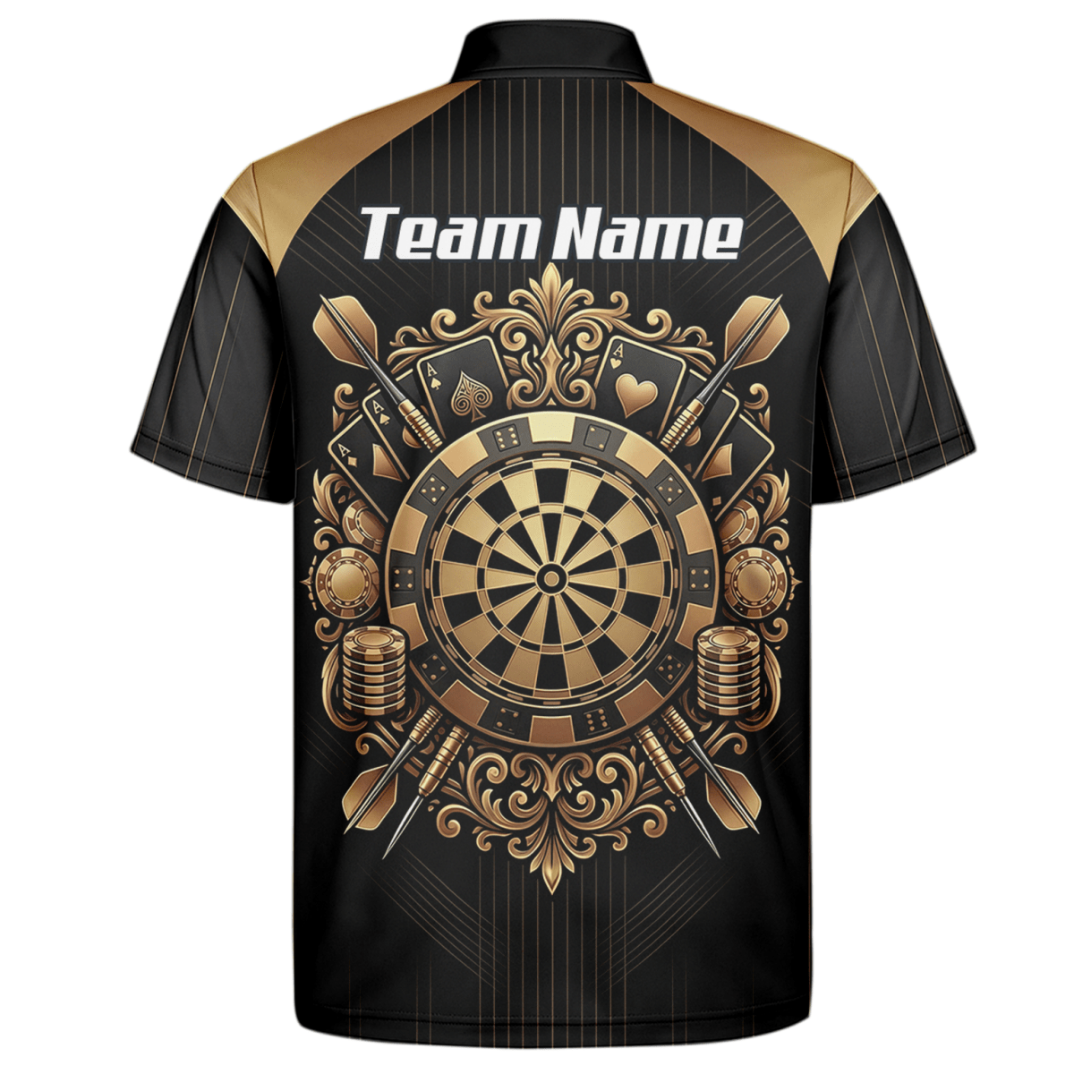 Dart Trikot Herren Personalisierbar – Casino & Poker Design Schwarz Gold D9179 - Outfitsuche