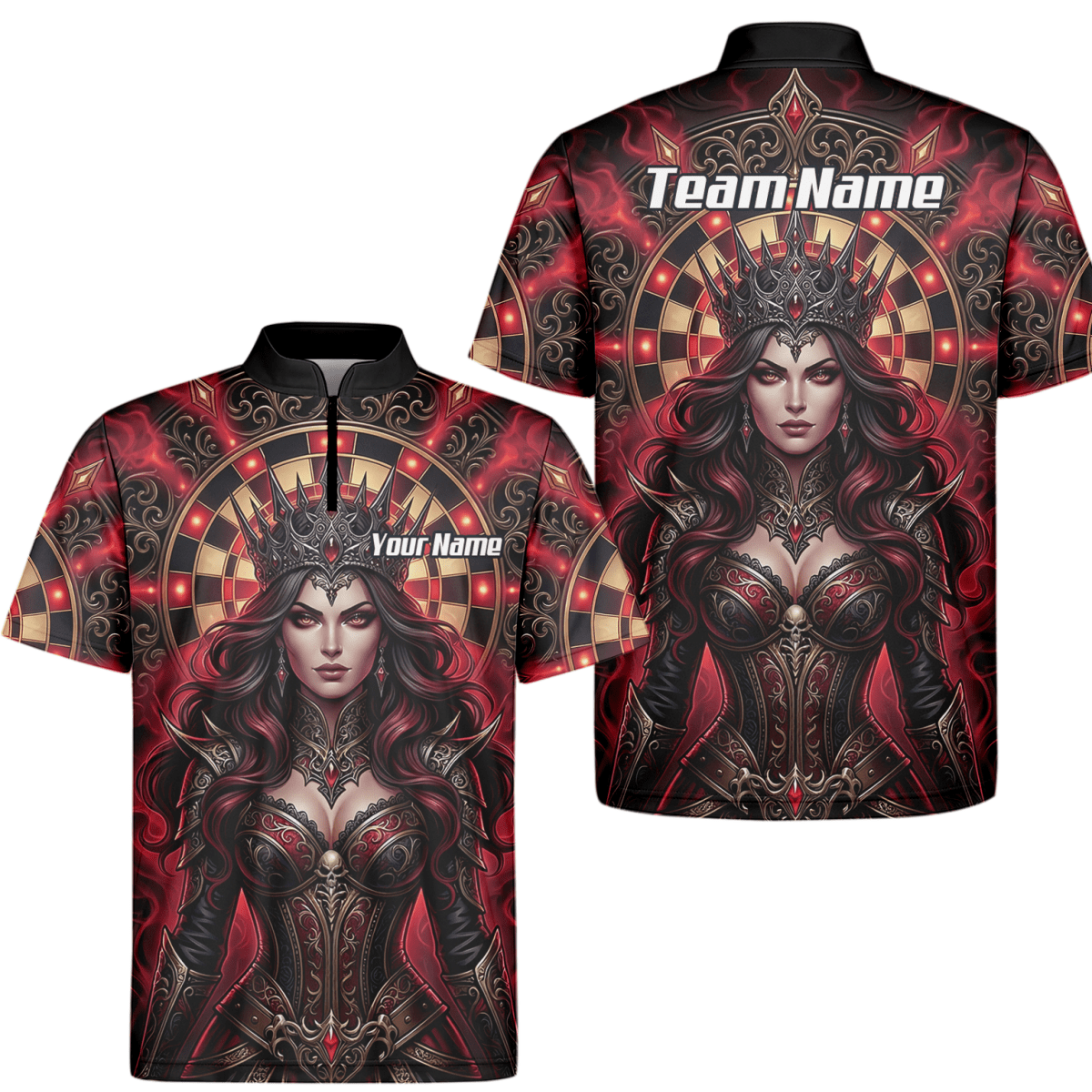 Dart Trikot Herren – Personalisierbar Dark Queen Design Rot Schwarz Z3023 - Outfitsuche