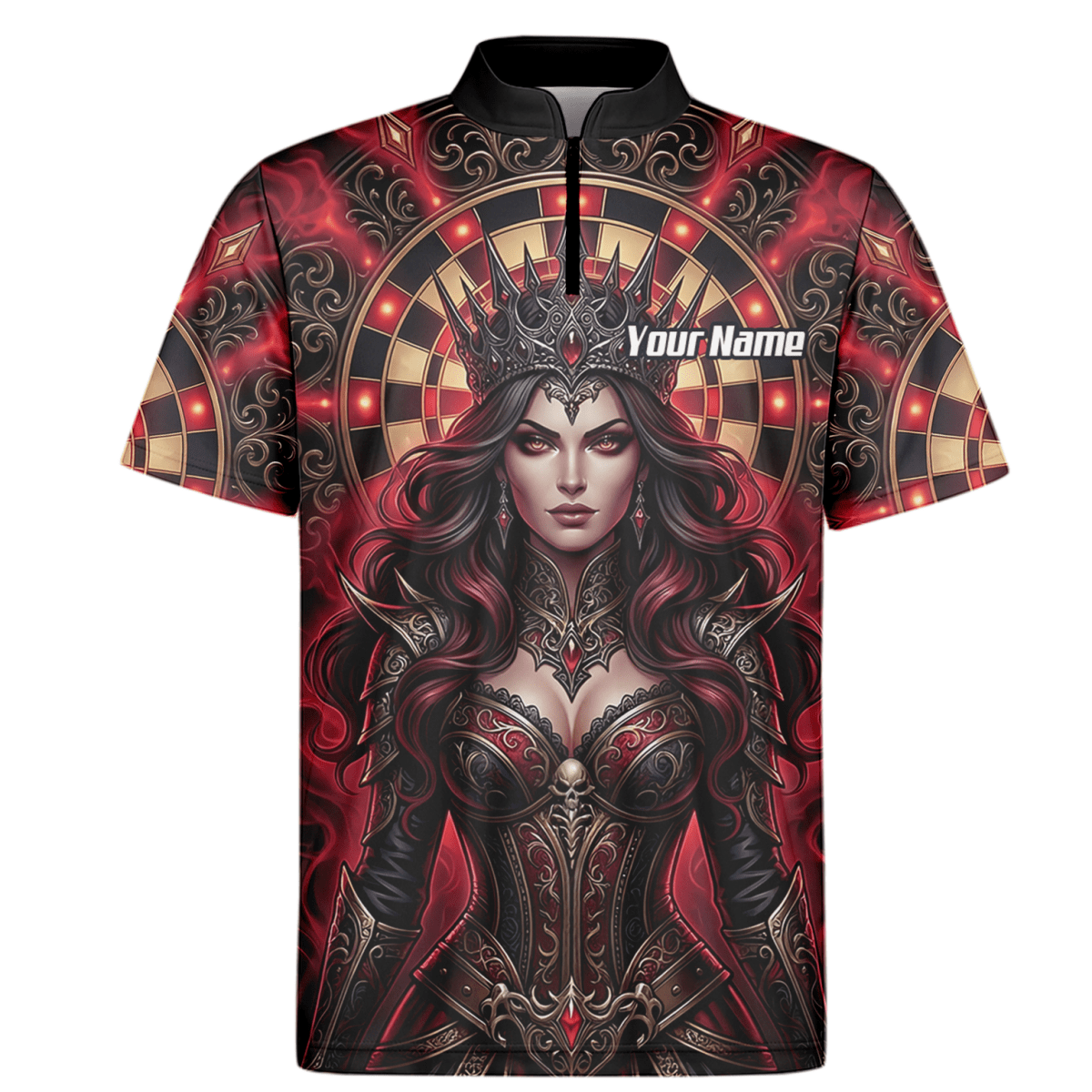 Dart Trikot Herren – Personalisierbar Dark Queen Design Rot Schwarz Z3023 - Outfitsuche