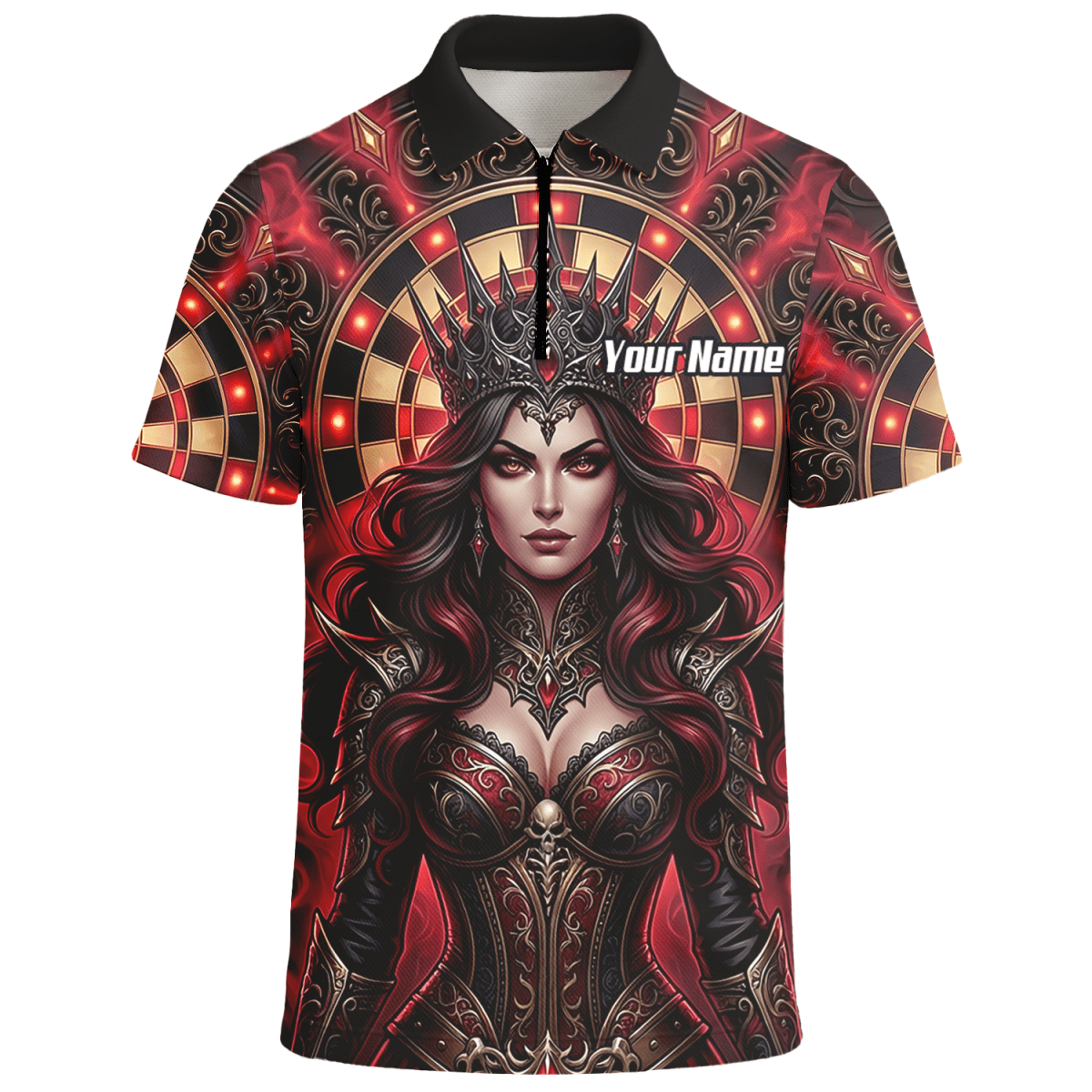 Dart Trikot Herren – Personalisierbar Dark Queen Design Rot Schwarz Z3023 - Outfitsuche