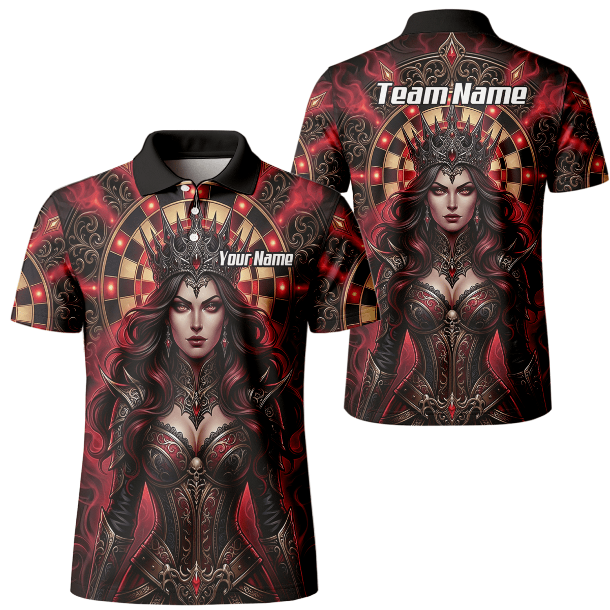 Dart Trikot Herren – Personalisierbar Dark Queen Design Rot Schwarz Z3023 - Outfitsuche