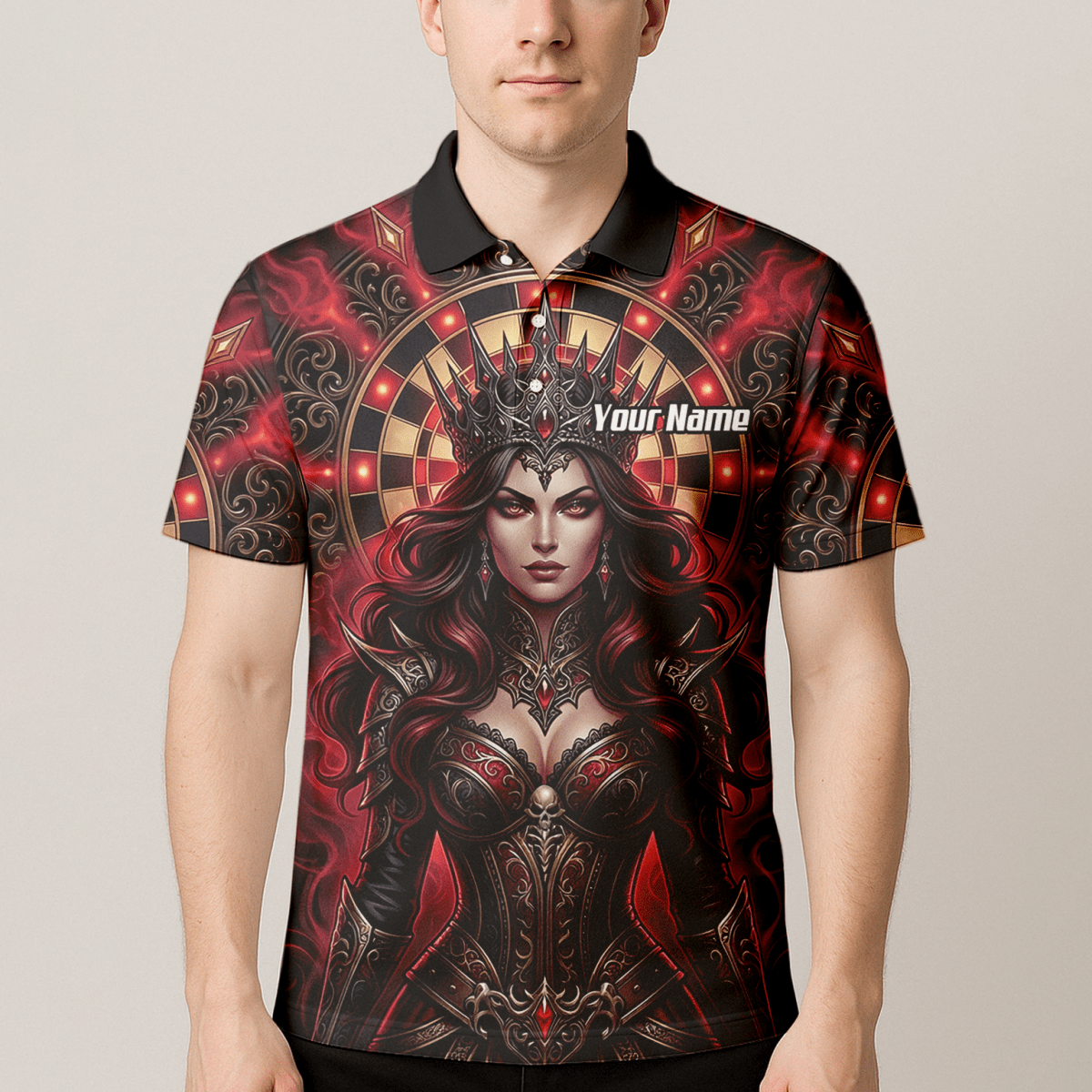 Dart Trikot Herren – Personalisierbar Dark Queen Design Rot Schwarz Z3023 - Outfitsuche