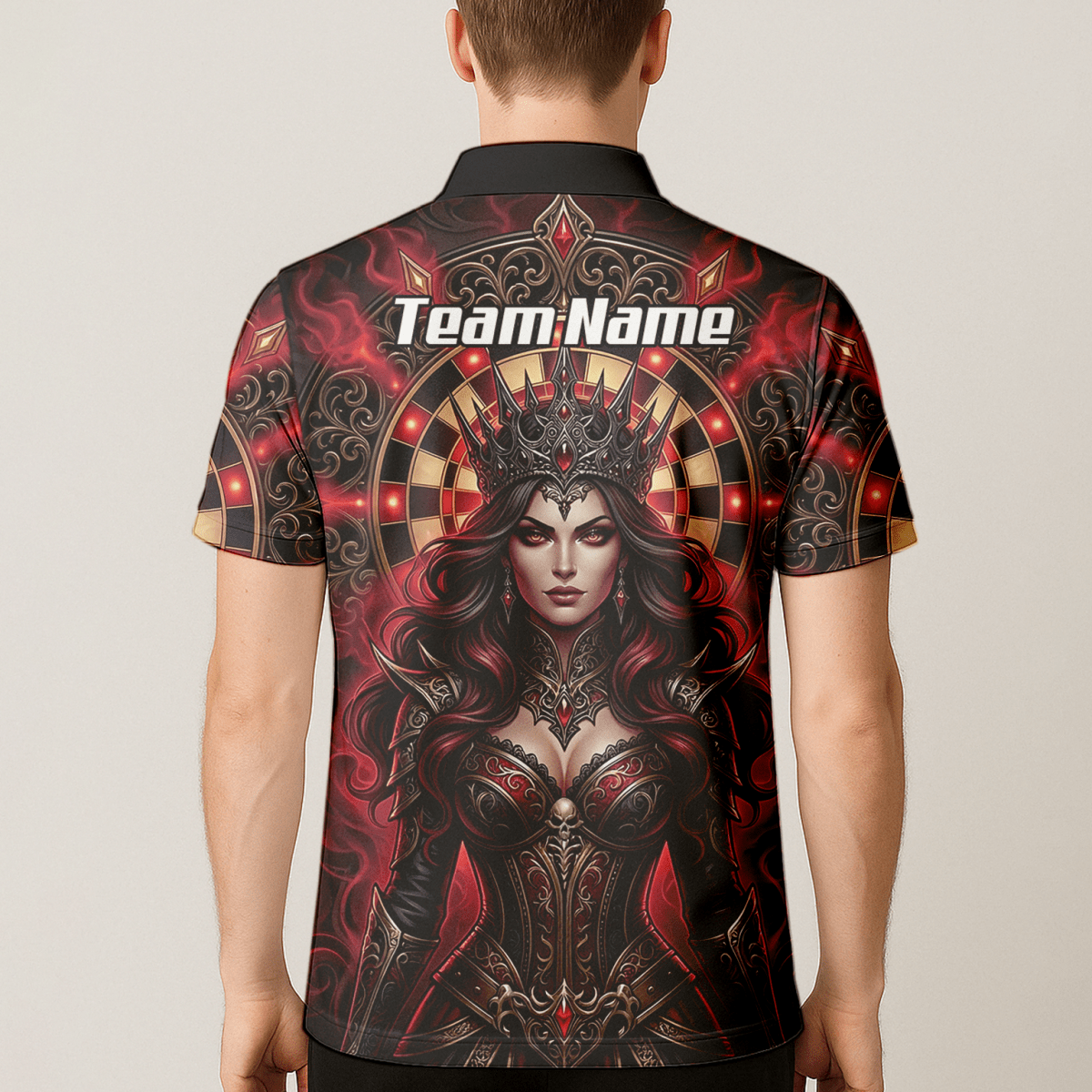 Dart Trikot Herren – Personalisierbar Dark Queen Design Rot Schwarz Z3023 - Outfitsuche