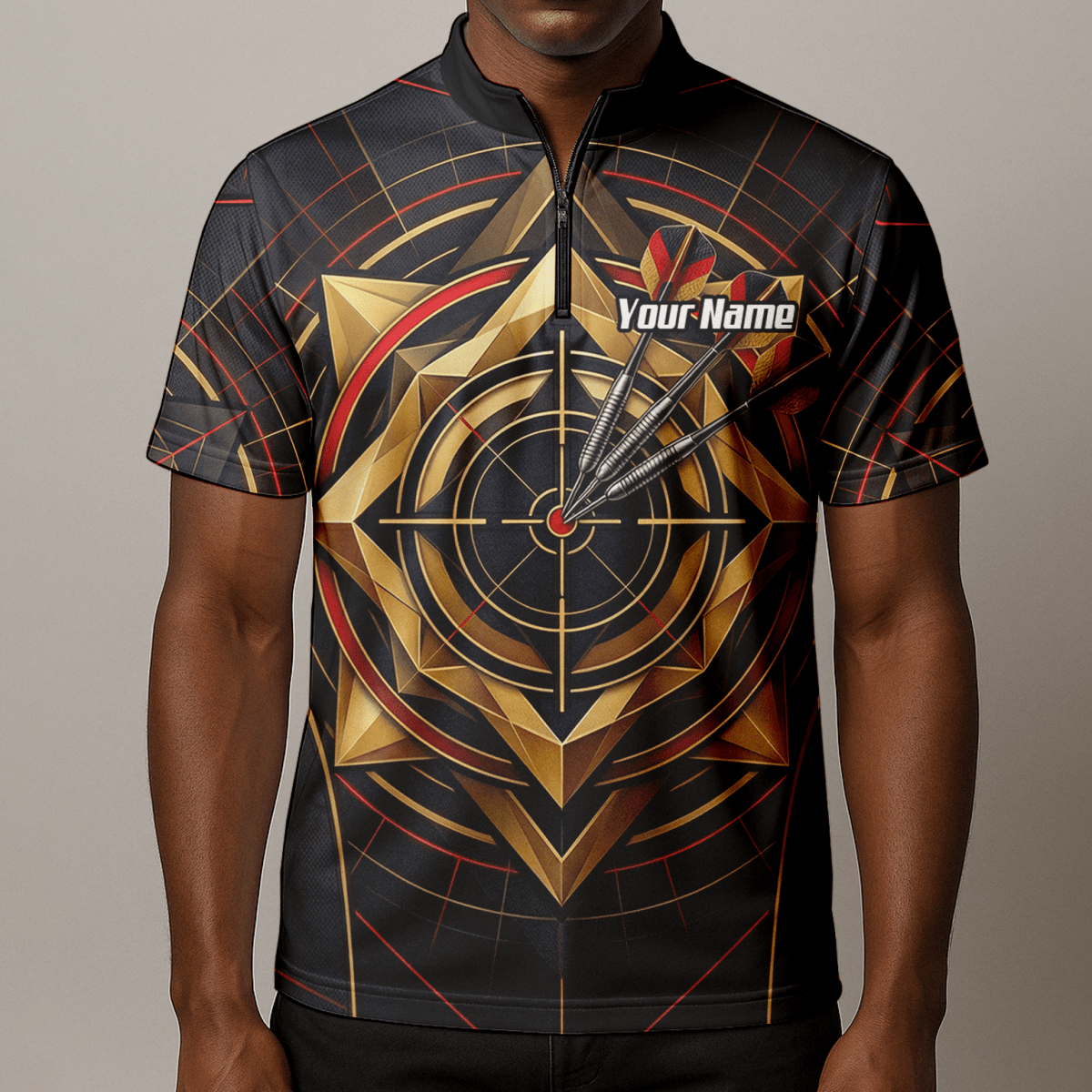Dart Trikot Herren – Personalisierbar – Design Goldene Zielscheibe J2245 - Outfitsuche
