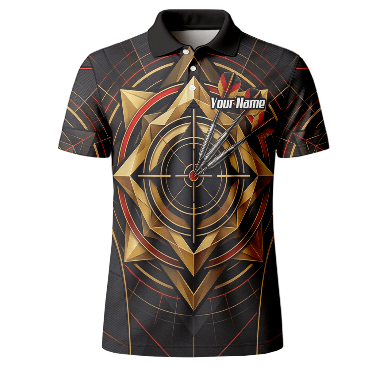 Dart Trikot Herren – Personalisierbar – Design Goldene Zielscheibe J2245 - Outfitsuche