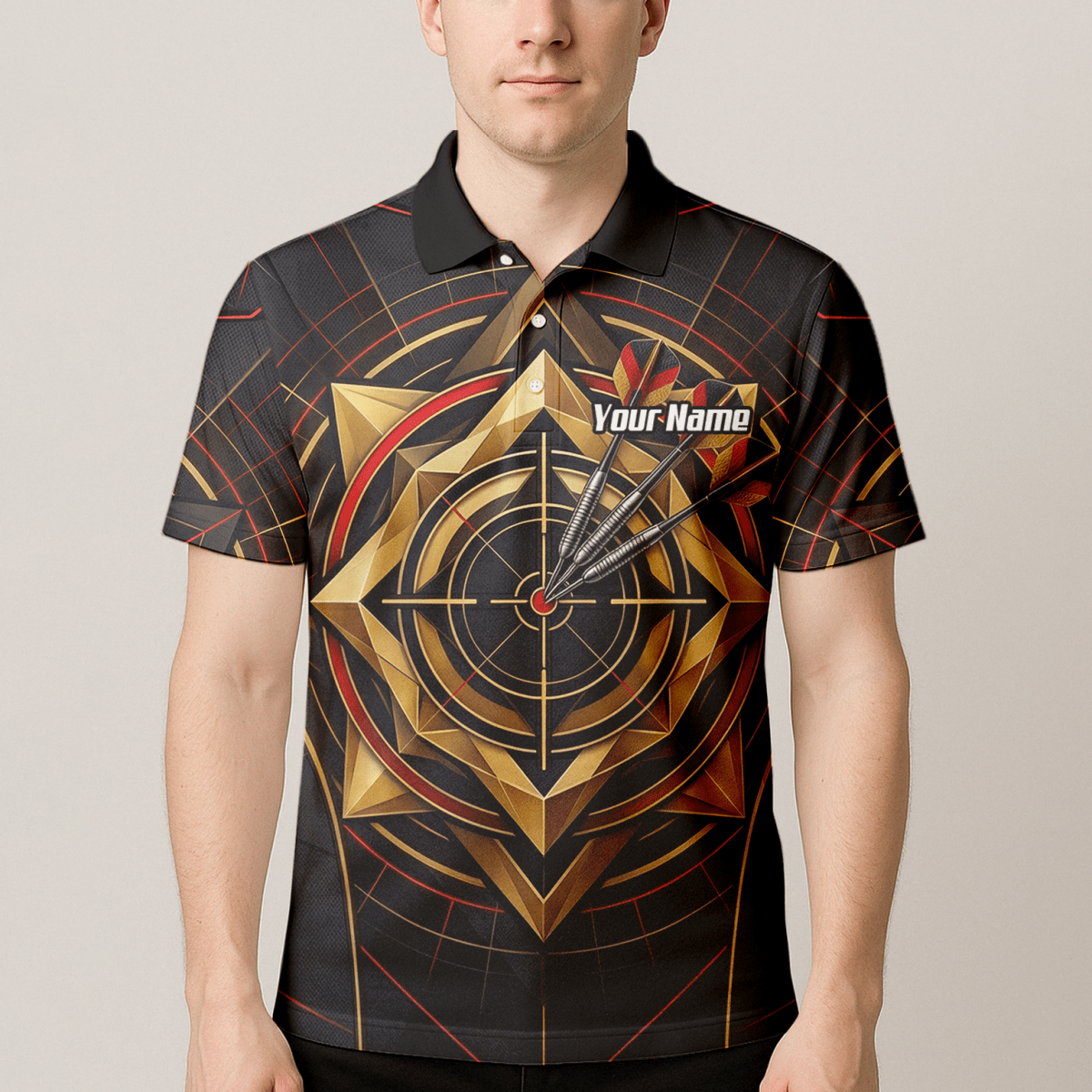 Dart Trikot Herren – Personalisierbar – Design Goldene Zielscheibe J2245 - Outfitsuche