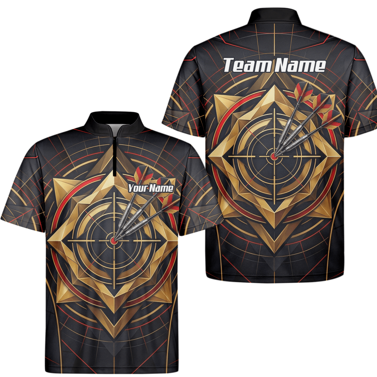 Dart Trikot Herren – Personalisierbar – Design Goldene Zielscheibe J2245 - Outfitsuche