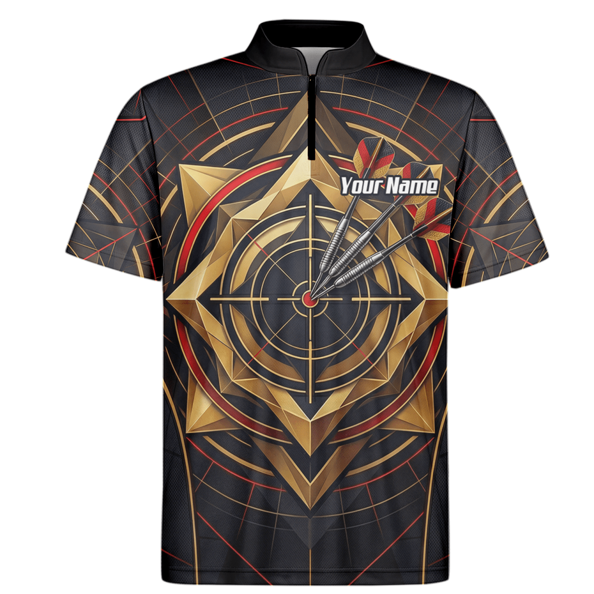 Dart Trikot Herren – Personalisierbar – Design Goldene Zielscheibe J2245 - Outfitsuche