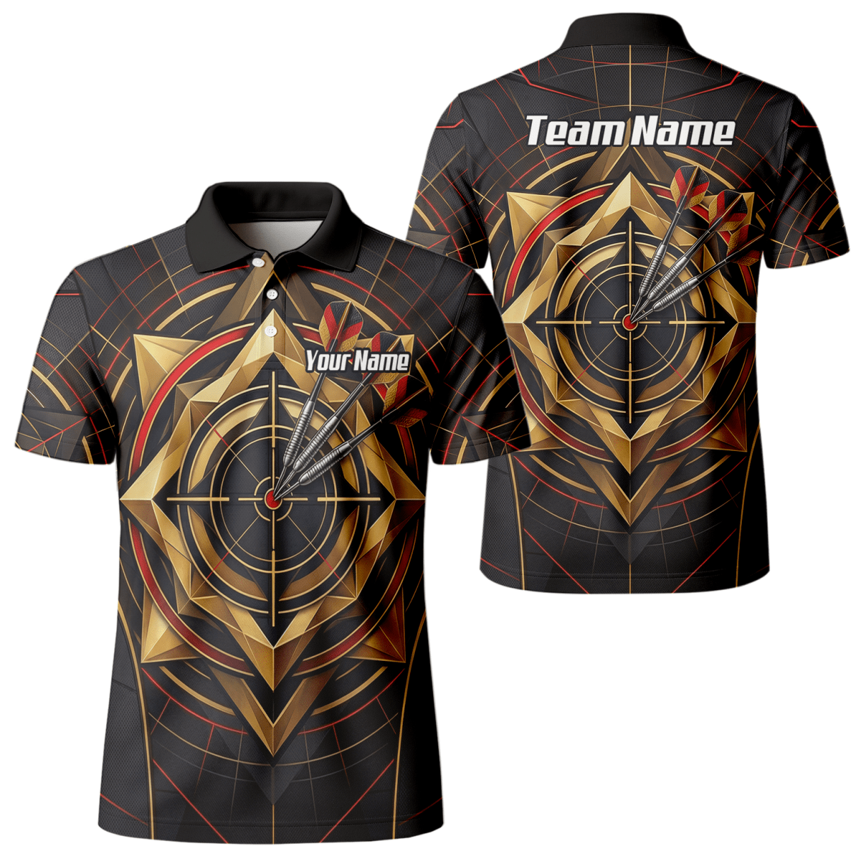 Dart Trikot Herren – Personalisierbar – Design Goldene Zielscheibe J2245 - Outfitsuche