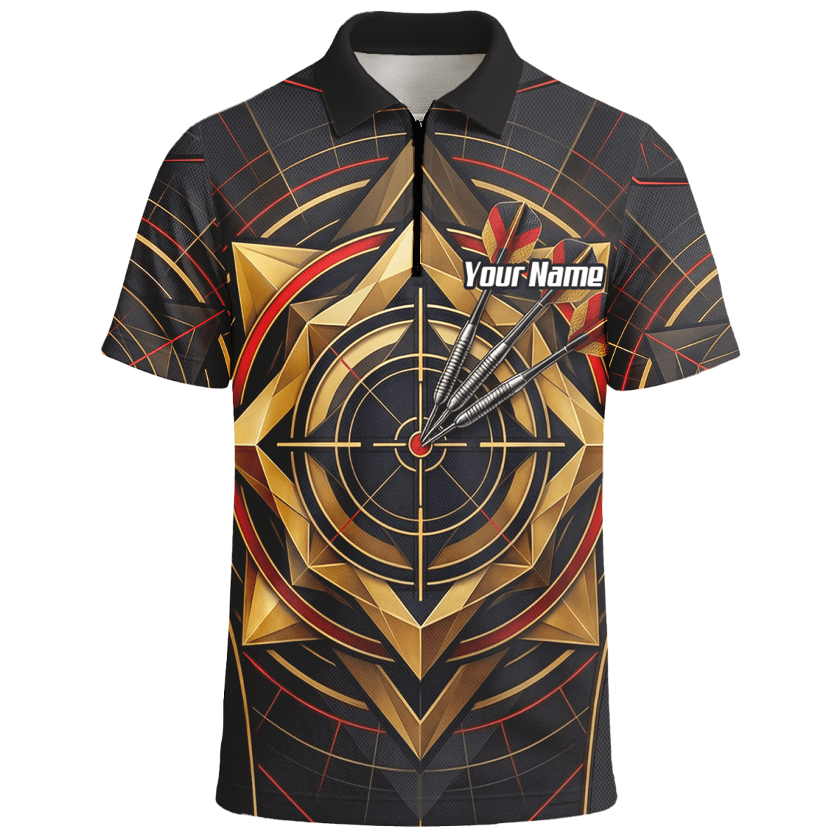 Dart Trikot Herren – Personalisierbar – Design Goldene Zielscheibe J2245 - Outfitsuche