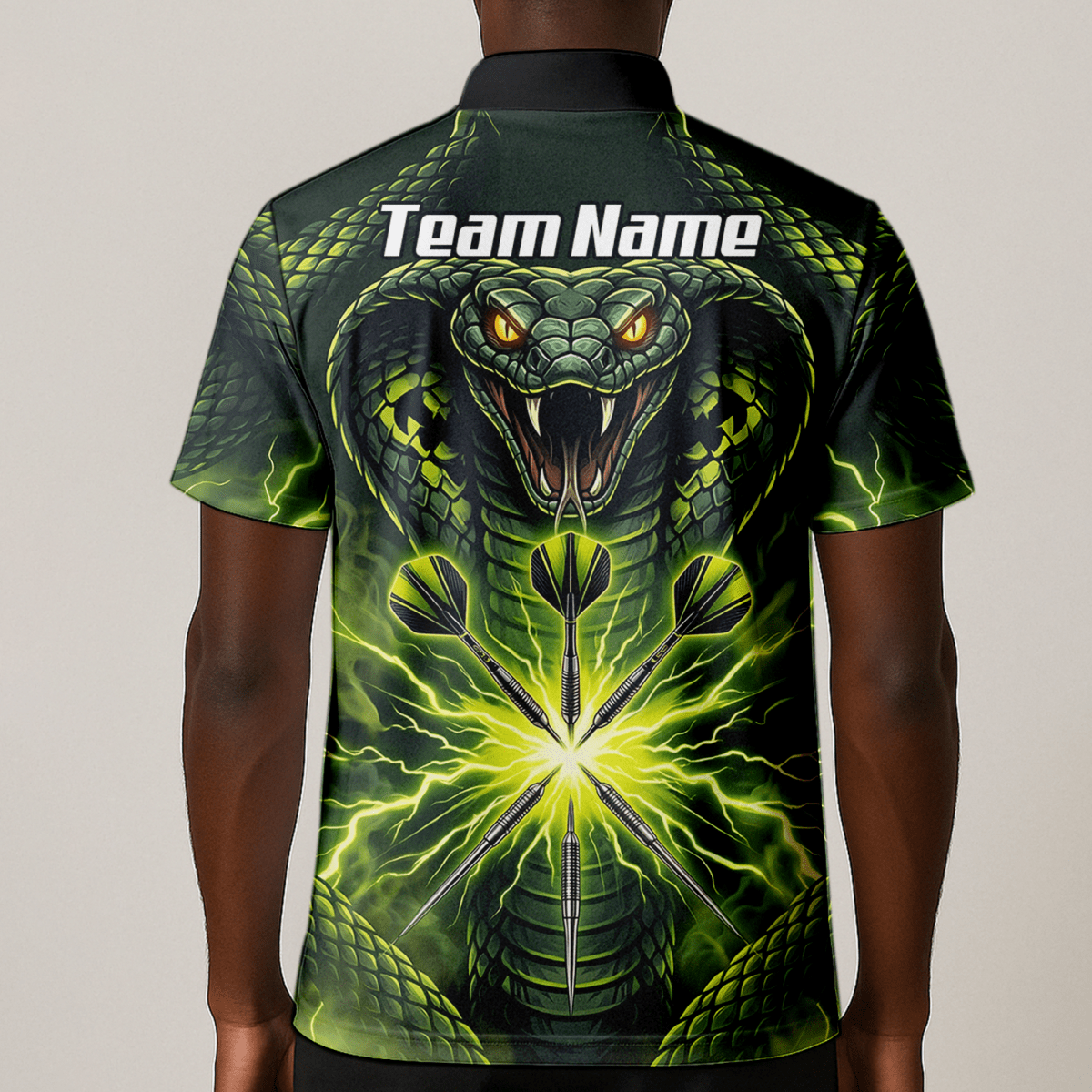 Dart Trikot Herren Personalisierbar – Motiv Kobra & Blitz Grün Q1658 - Outfitsuche