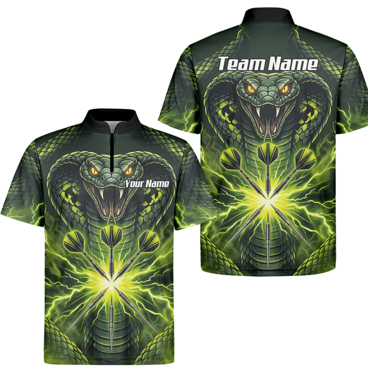 Dart Trikot Herren Personalisierbar – Motiv Kobra & Blitz Grün Q1658 - Outfitsuche