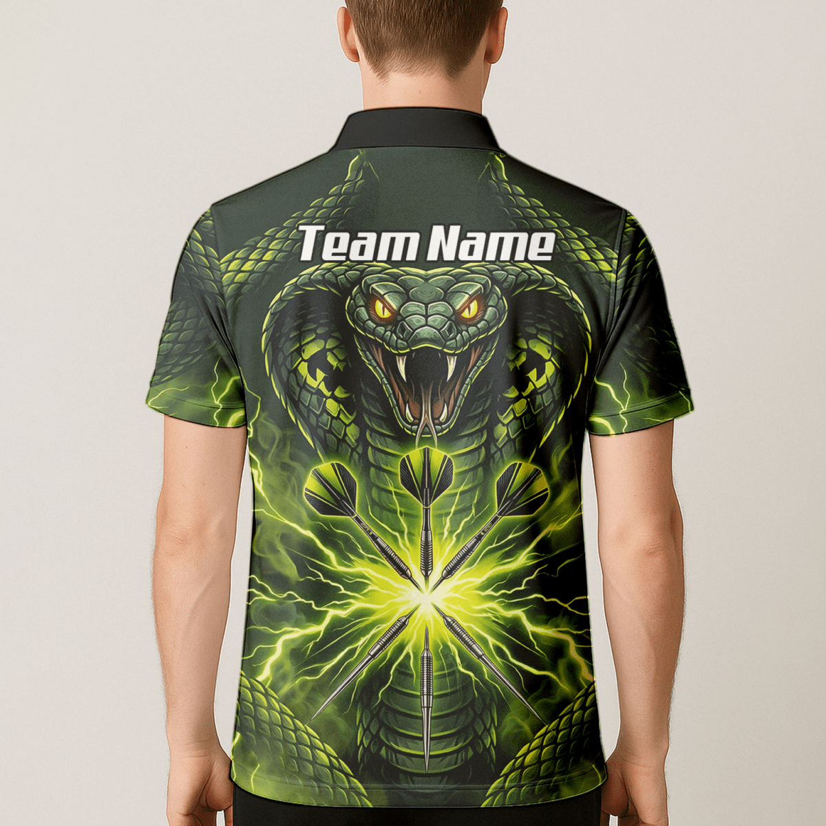 Dart Trikot Herren Personalisierbar – Motiv Kobra & Blitz Grün Q1658 - Outfitsuche