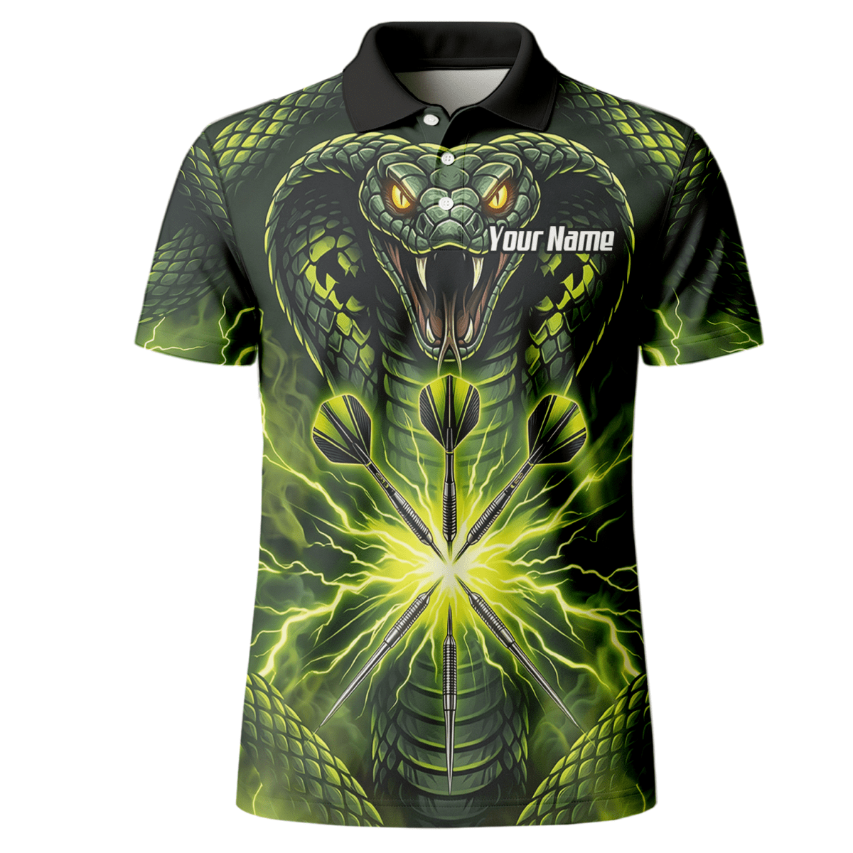 Dart Trikot Herren Personalisierbar – Motiv Kobra & Blitz Grün Q1658 - Outfitsuche