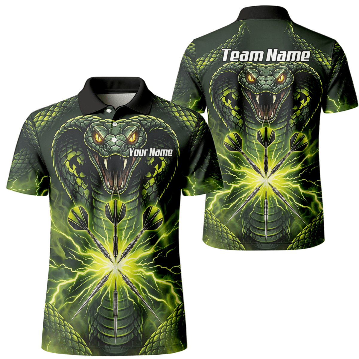 Dart Trikot Herren Personalisierbar – Motiv Kobra & Blitz Grün Q1658 - Outfitsuche