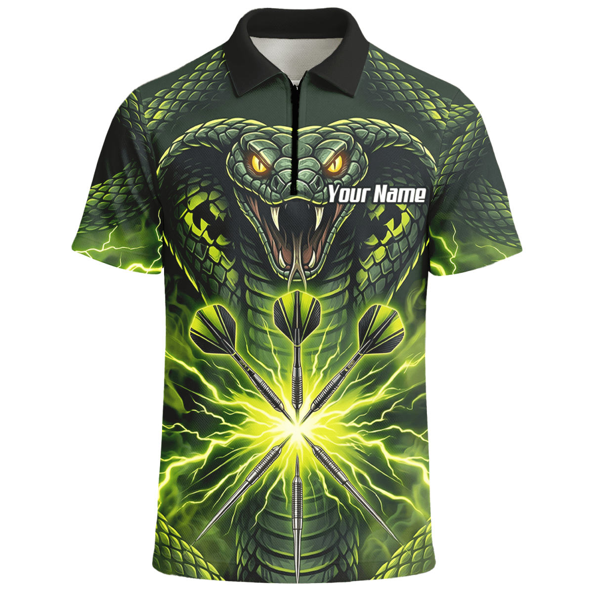 Dart Trikot Herren Personalisierbar – Motiv Kobra & Blitz Grün Q1658 - Outfitsuche