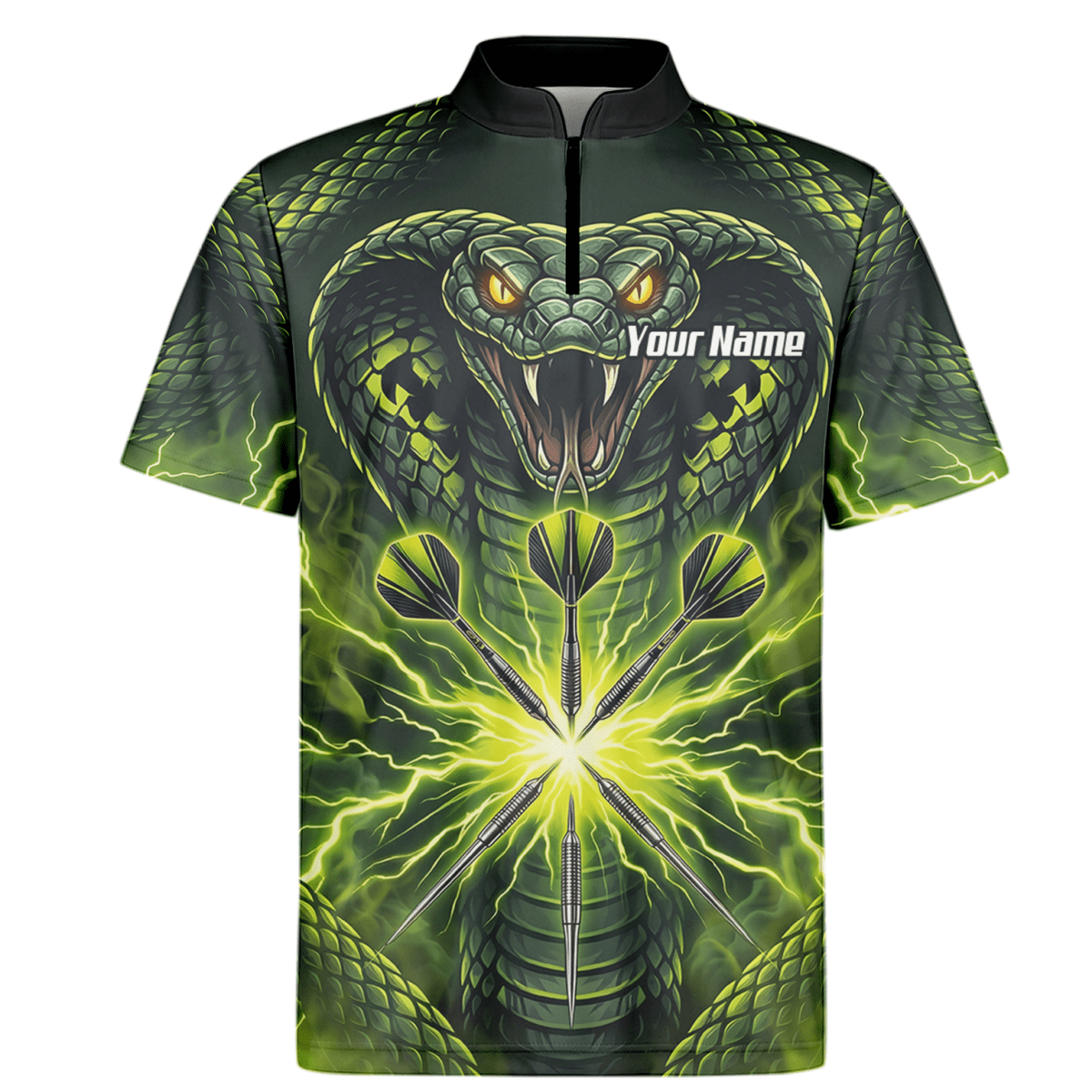 Dart Trikot Herren Personalisierbar – Motiv Kobra & Blitz Grün Q1658 - Outfitsuche