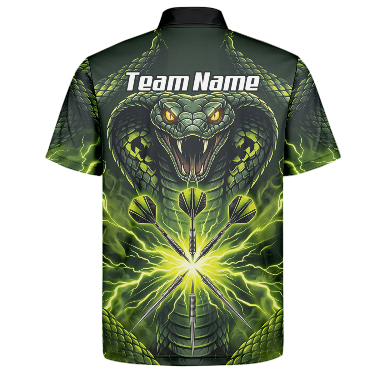 Dart Trikot Herren Personalisierbar – Motiv Kobra & Blitz Grün Q1658 - Outfitsuche