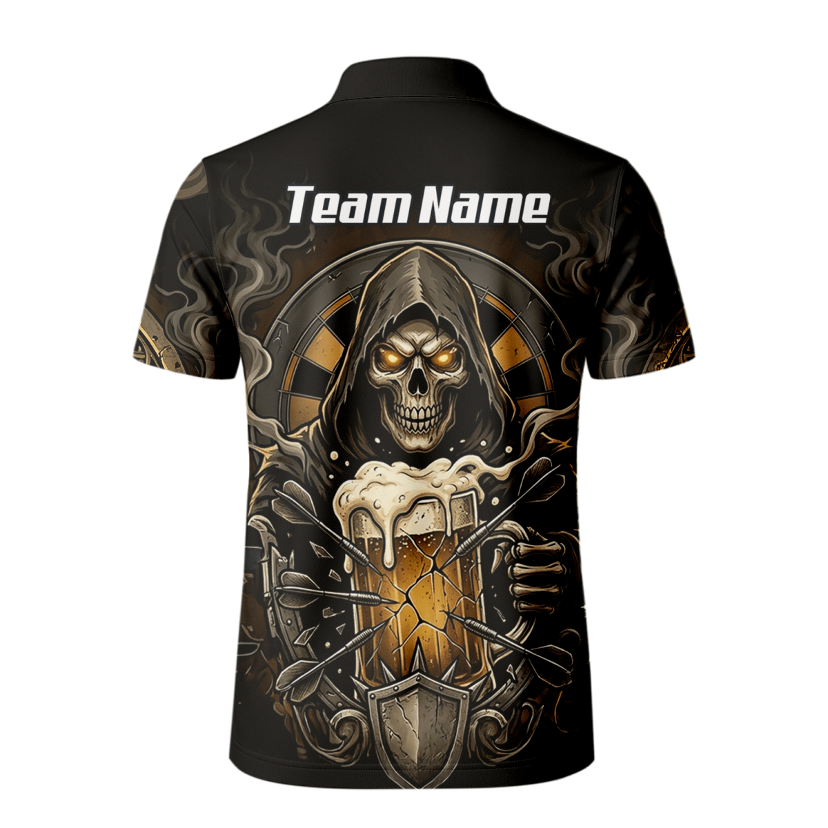 Dart Trikot Herren – Personalisierbar Reaper & Bier Motiv Schwarz Gold W5988 - Outfitsuche