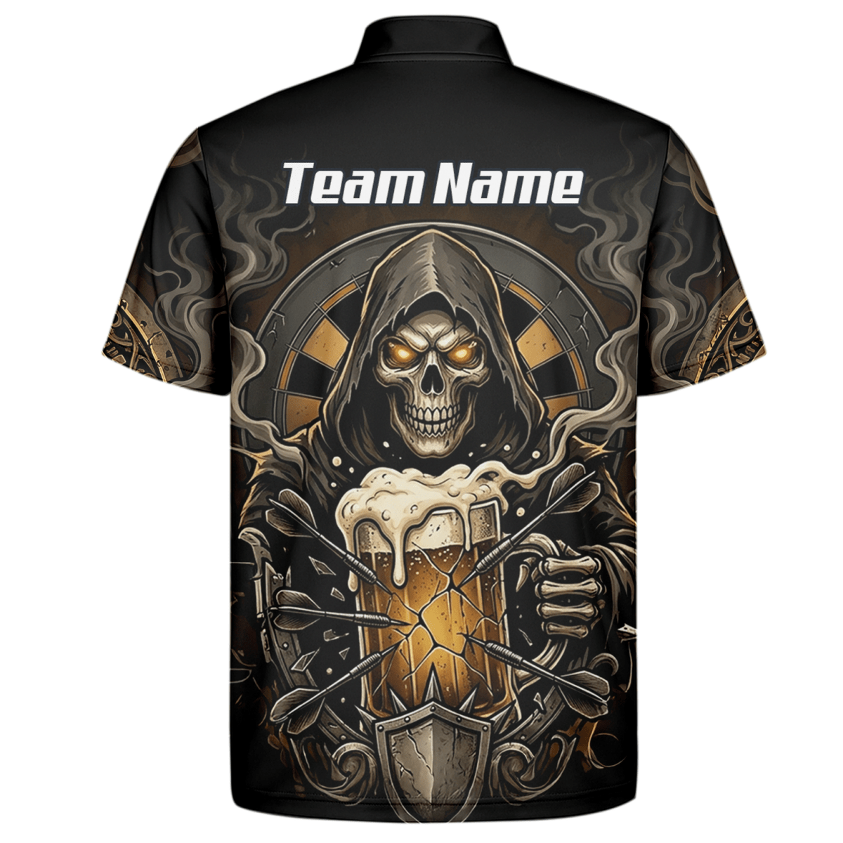 Dart Trikot Herren – Personalisierbar Reaper & Bier Motiv Schwarz Gold W5988 - Outfitsuche