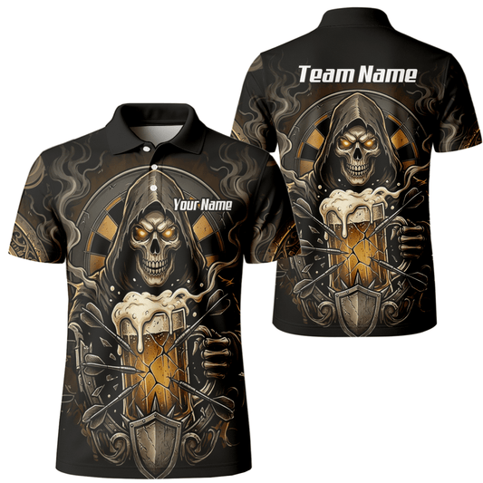 Dart Trikot Herren – Personalisierbar Reaper & Bier Motiv Schwarz Gold W5988 - Outfitsuche