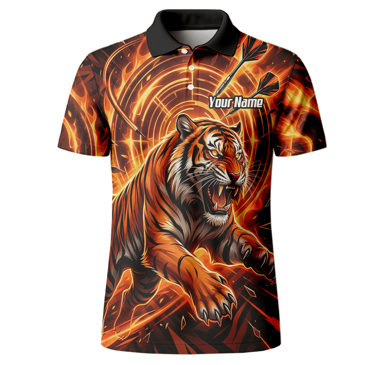 Dart Trikot Herren Personalisierbar – Tiger & Flammen Motiv Orange L1425 - Outfitsuche