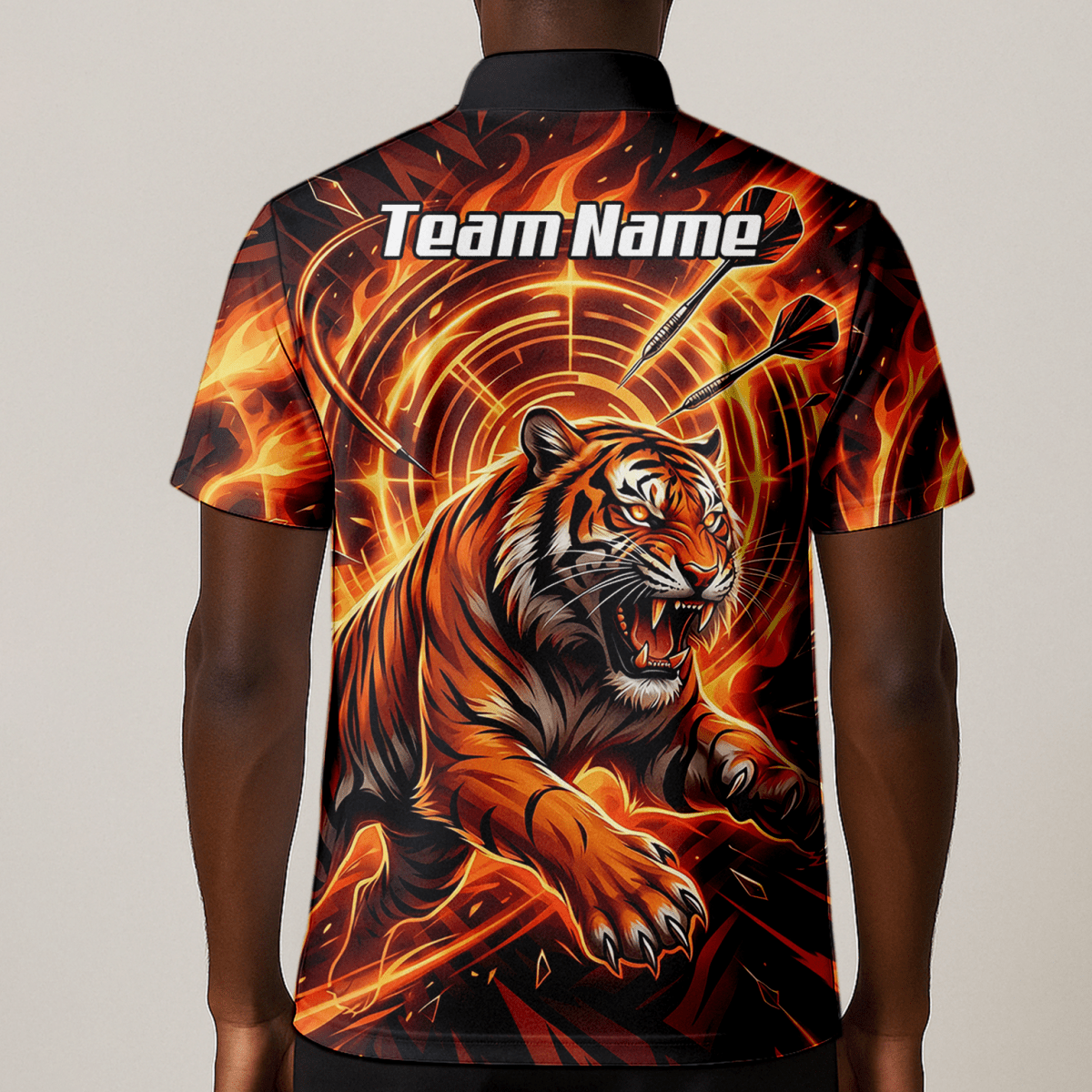 Dart Trikot Herren Personalisierbar – Tiger & Flammen Motiv Orange L1425 - Outfitsuche