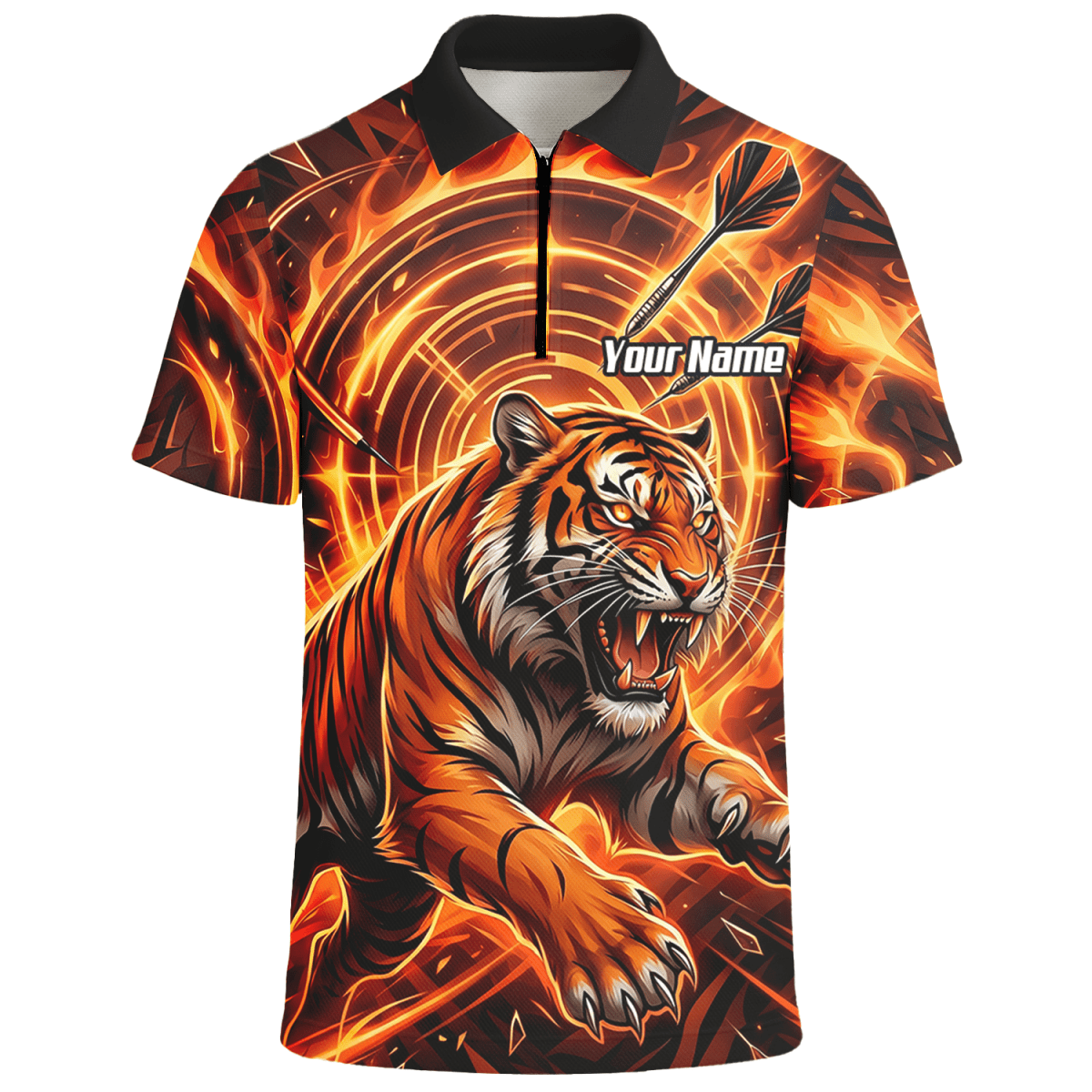 Dart Trikot Herren Personalisierbar – Tiger & Flammen Motiv Orange L1425 - Outfitsuche