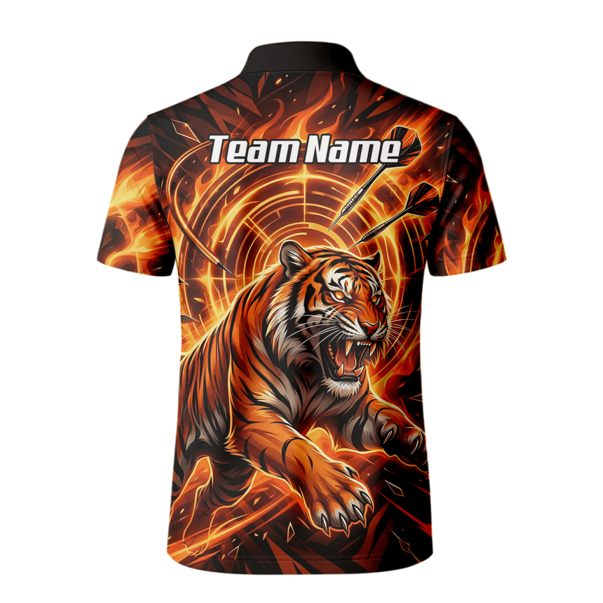 Dart Trikot Herren Personalisierbar – Tiger & Flammen Motiv Orange L1425 - Outfitsuche