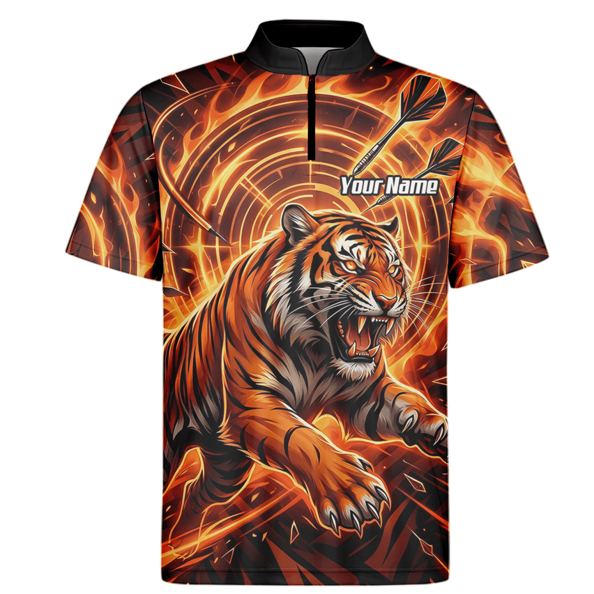 Dart Trikot Herren Personalisierbar – Tiger & Flammen Motiv Orange L1425 - Outfitsuche