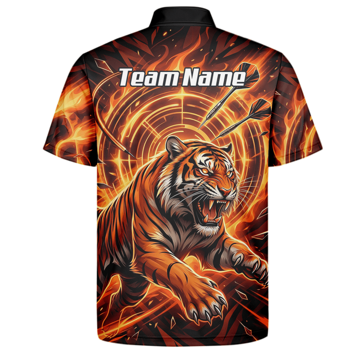 Dart Trikot Herren Personalisierbar – Tiger & Flammen Motiv Orange L1425 - Outfitsuche