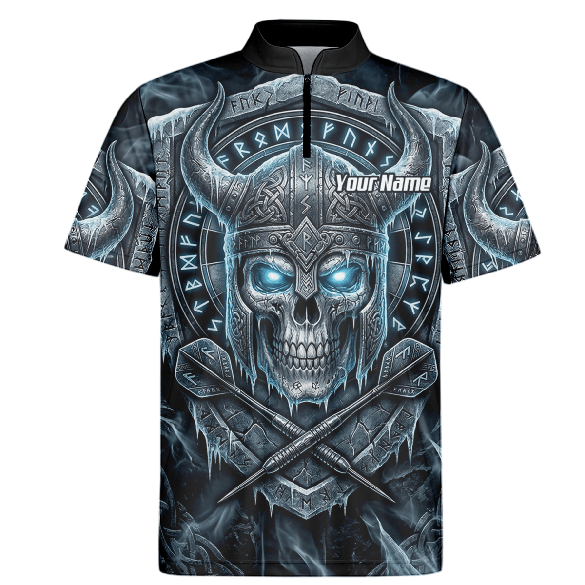 Dart Trikot Herren Personalisierbar – Wikinger Totenkopf Blau Schwarz I6327 - Outfitsuche