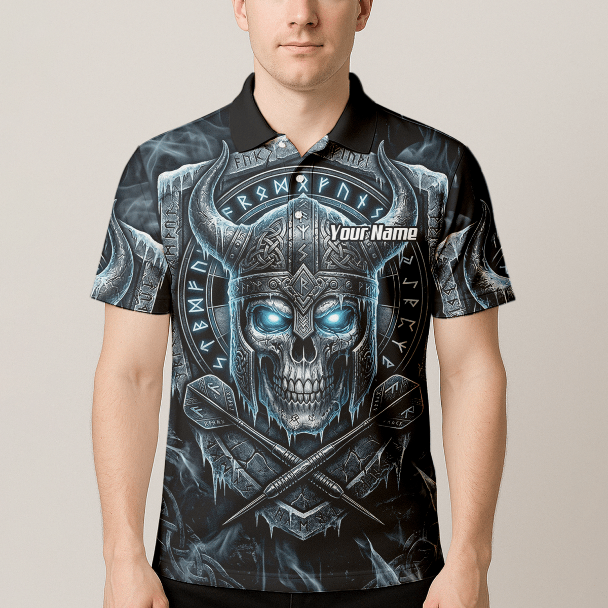 Dart Trikot Herren Personalisierbar – Wikinger Totenkopf Blau Schwarz I6327 - Outfitsuche