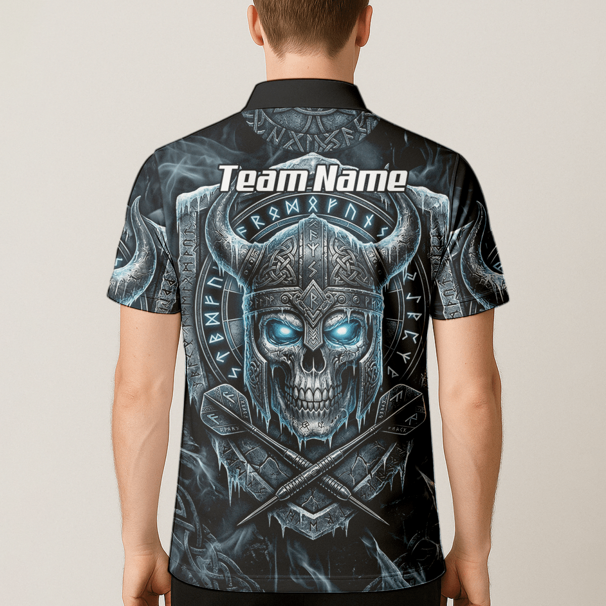 Dart Trikot Herren Personalisierbar – Wikinger Totenkopf Blau Schwarz I6327 - Outfitsuche