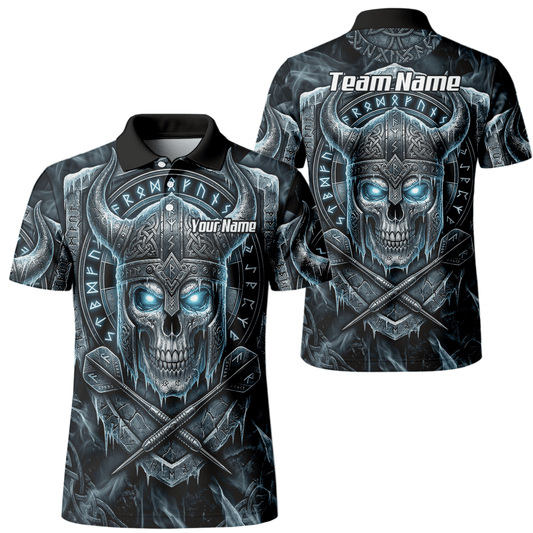 Dart Trikot Herren Personalisierbar – Wikinger Totenkopf Blau Schwarz I6327 - Outfitsuche