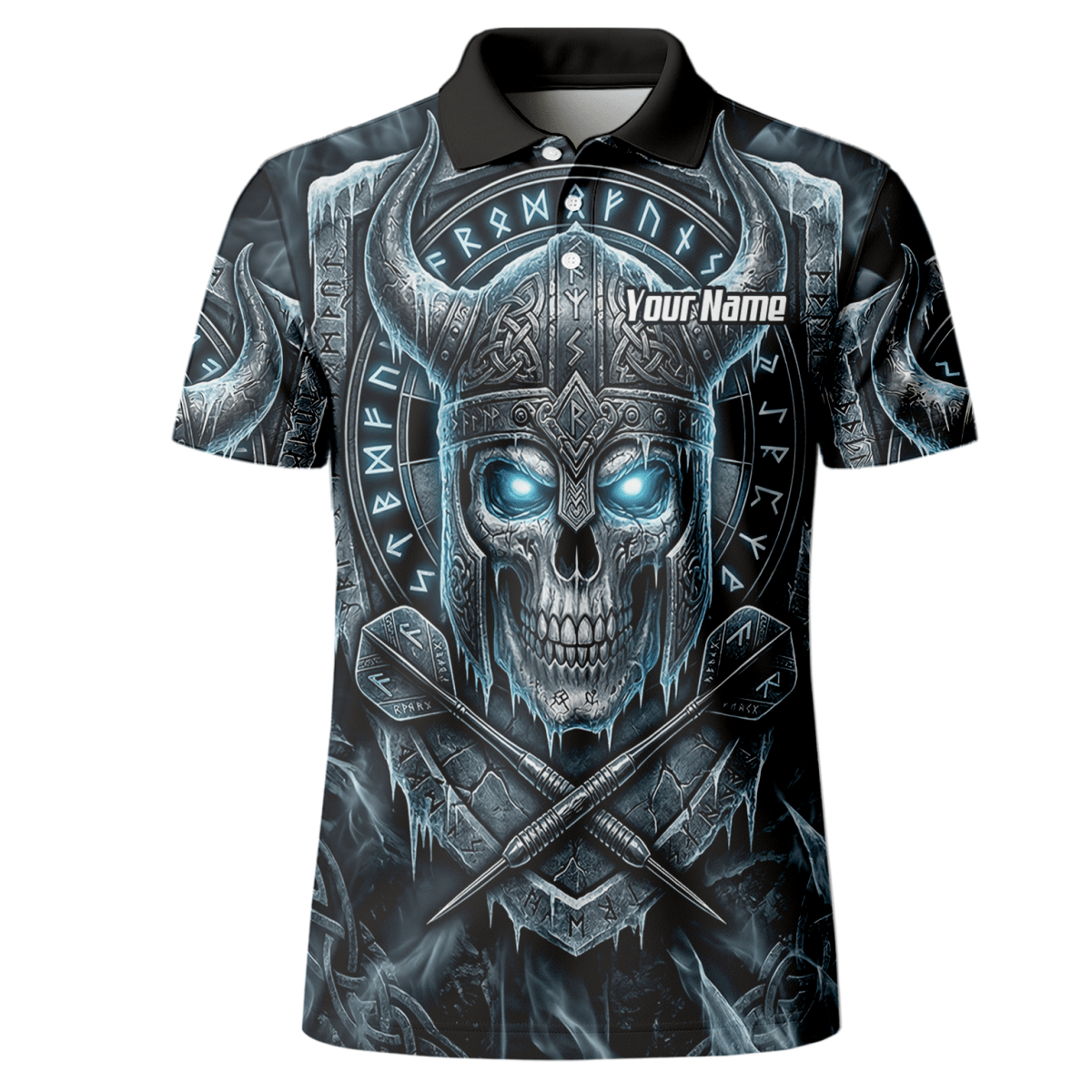 Dart Trikot Herren Personalisierbar – Wikinger Totenkopf Blau Schwarz I6327 - Outfitsuche