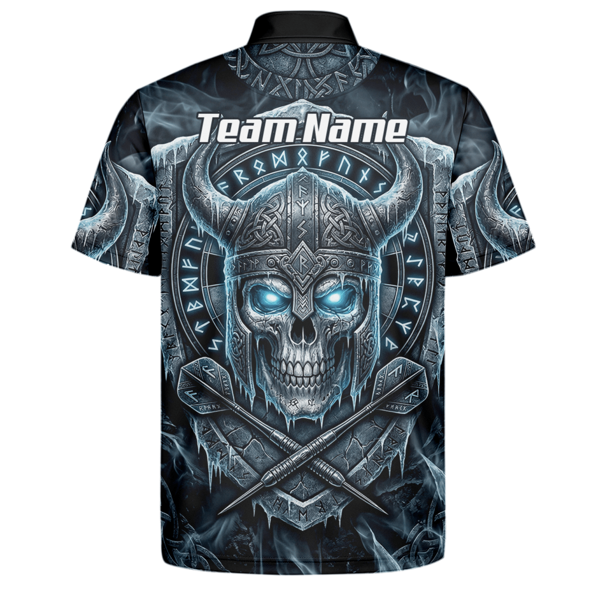 Dart Trikot Herren Personalisierbar – Wikinger Totenkopf Blau Schwarz I6327 - Outfitsuche