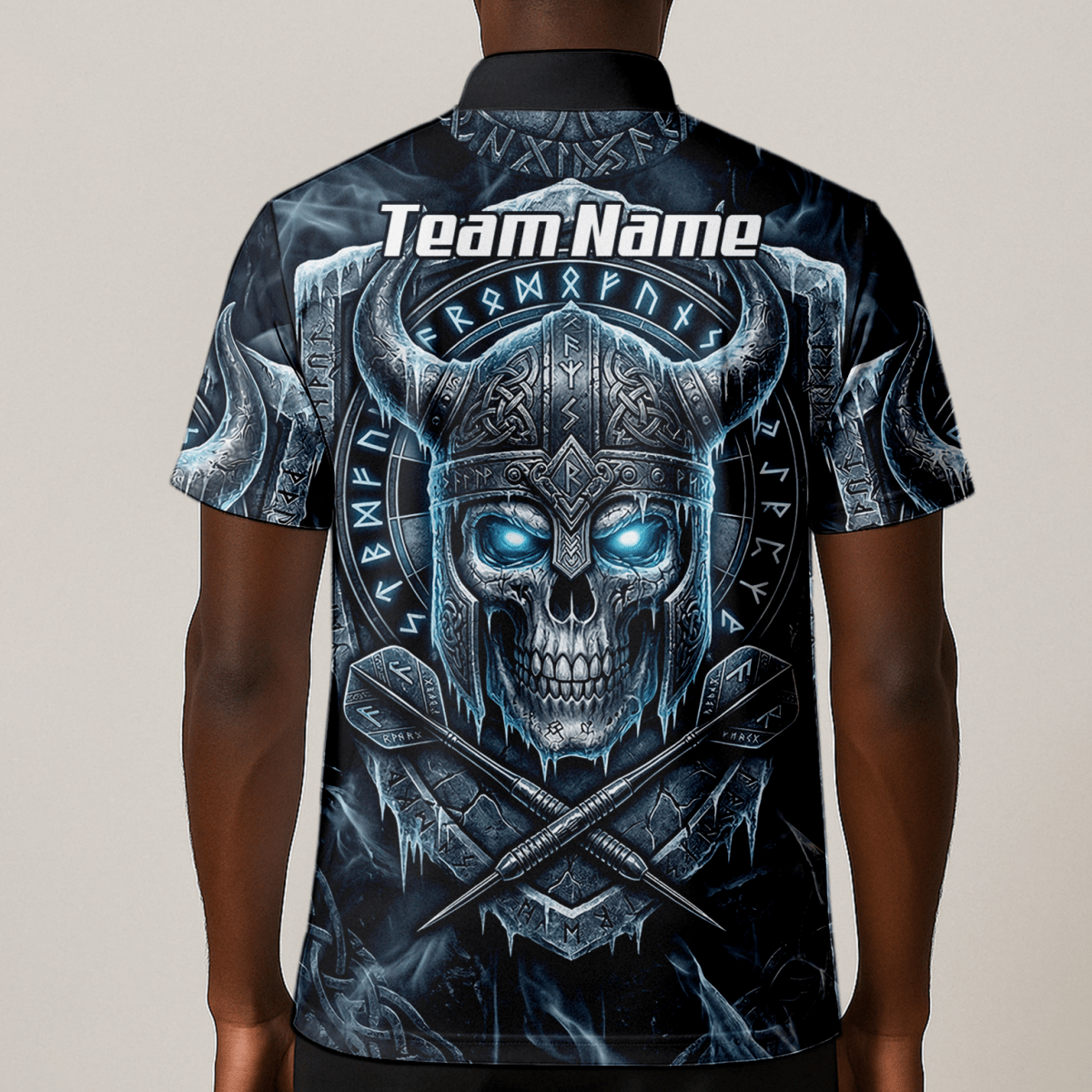 Dart Trikot Herren Personalisierbar – Wikinger Totenkopf Blau Schwarz I6327 - Outfitsuche