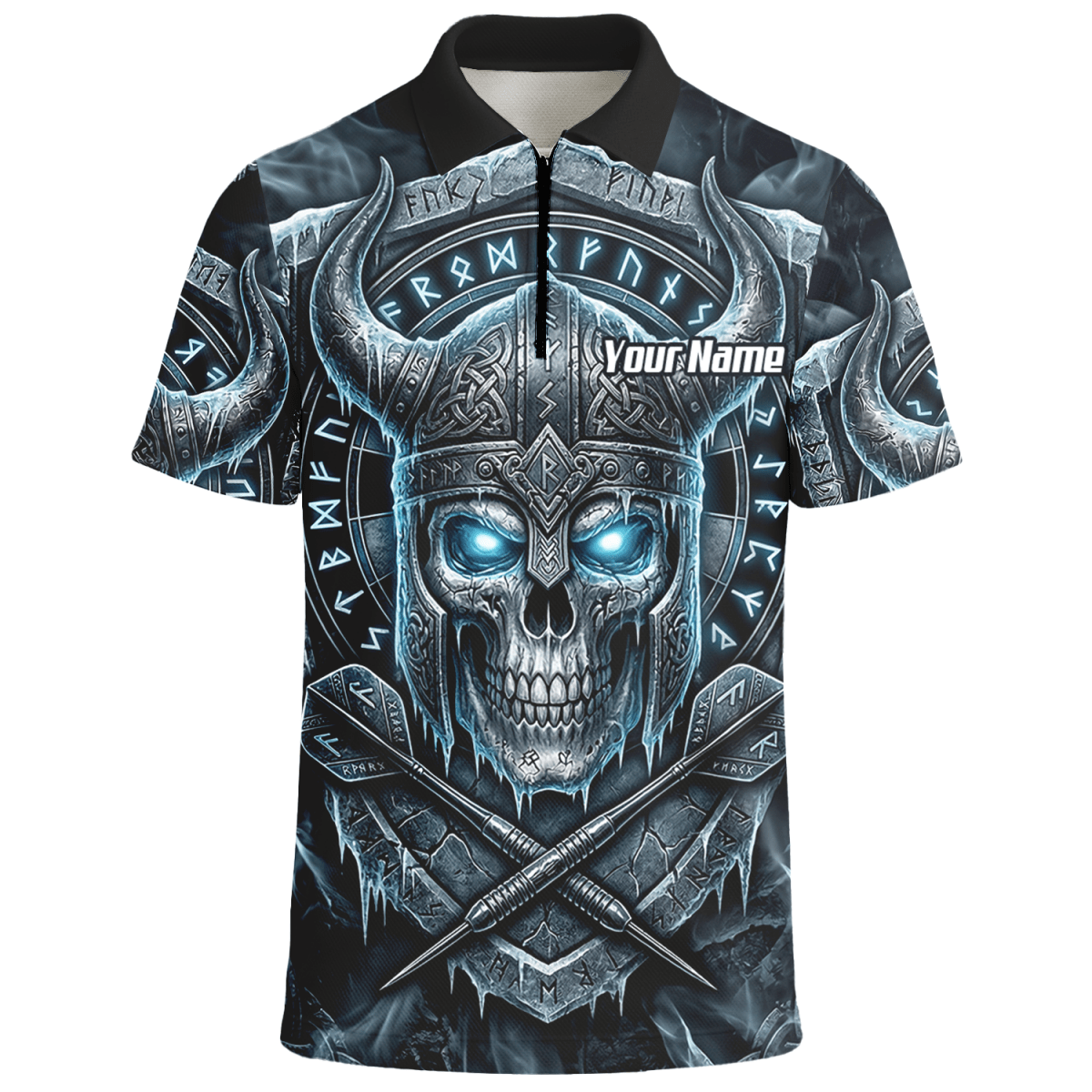 Dart Trikot Herren Personalisierbar – Wikinger Totenkopf Blau Schwarz I6327 - Outfitsuche