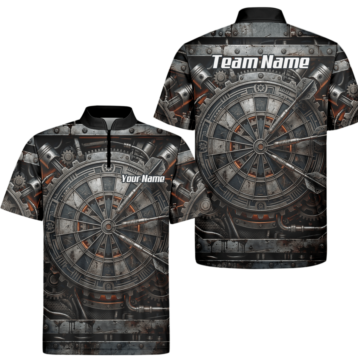 Dart Trikot Herren Personalisiert – Industrial Mechanik Design Grau W2120 - Outfitsuche