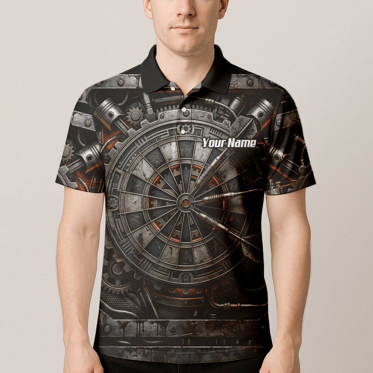 Dart Trikot Herren Personalisiert – Industrial Mechanik Design Grau W2120 - Outfitsuche
