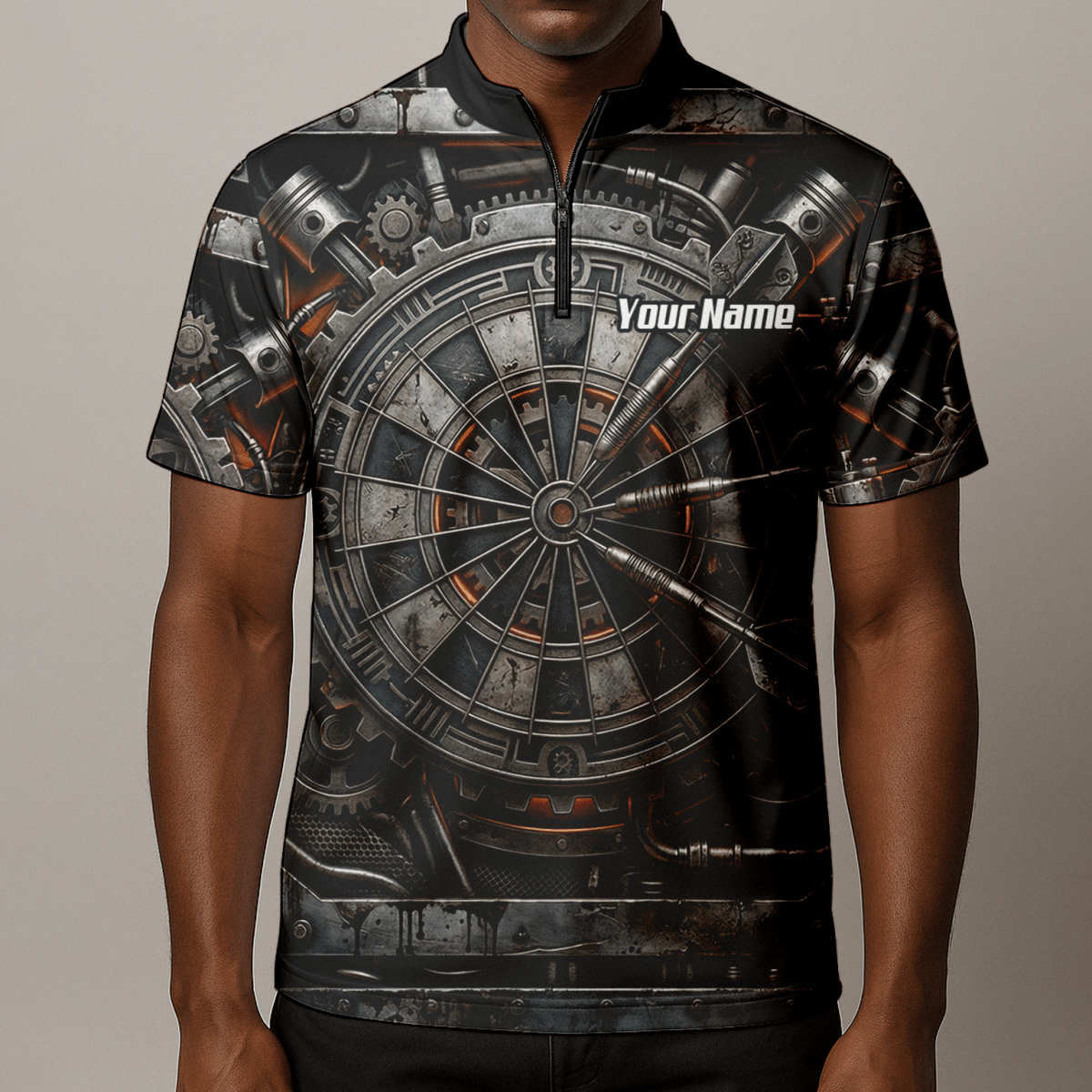 Dart Trikot Herren Personalisiert – Industrial Mechanik Design Grau W2120 - Outfitsuche