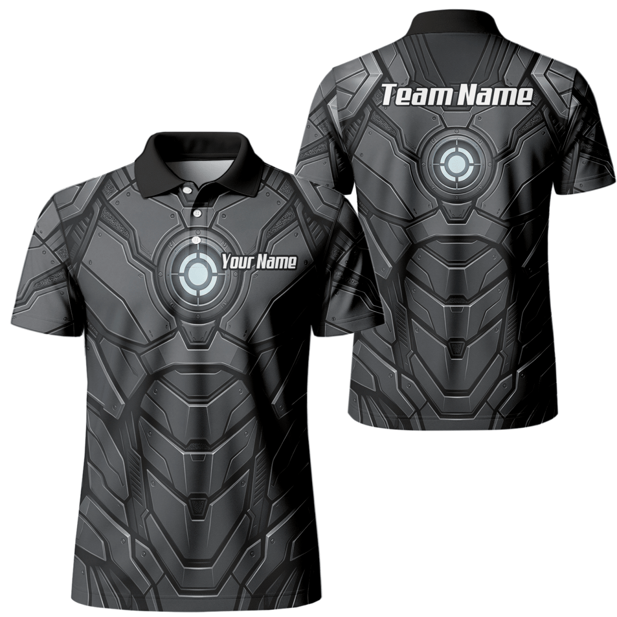 Dart Trikot Herren Personalisiert – Mech Rüstung Design Grau - Schwarz C3855 - Outfitsuche