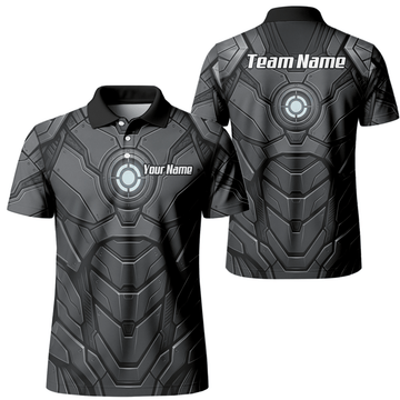 Dart Trikot Herren Personalisiert – Mech Rüstung Design Grau - Schwarz C3855 - Outfitsuche
