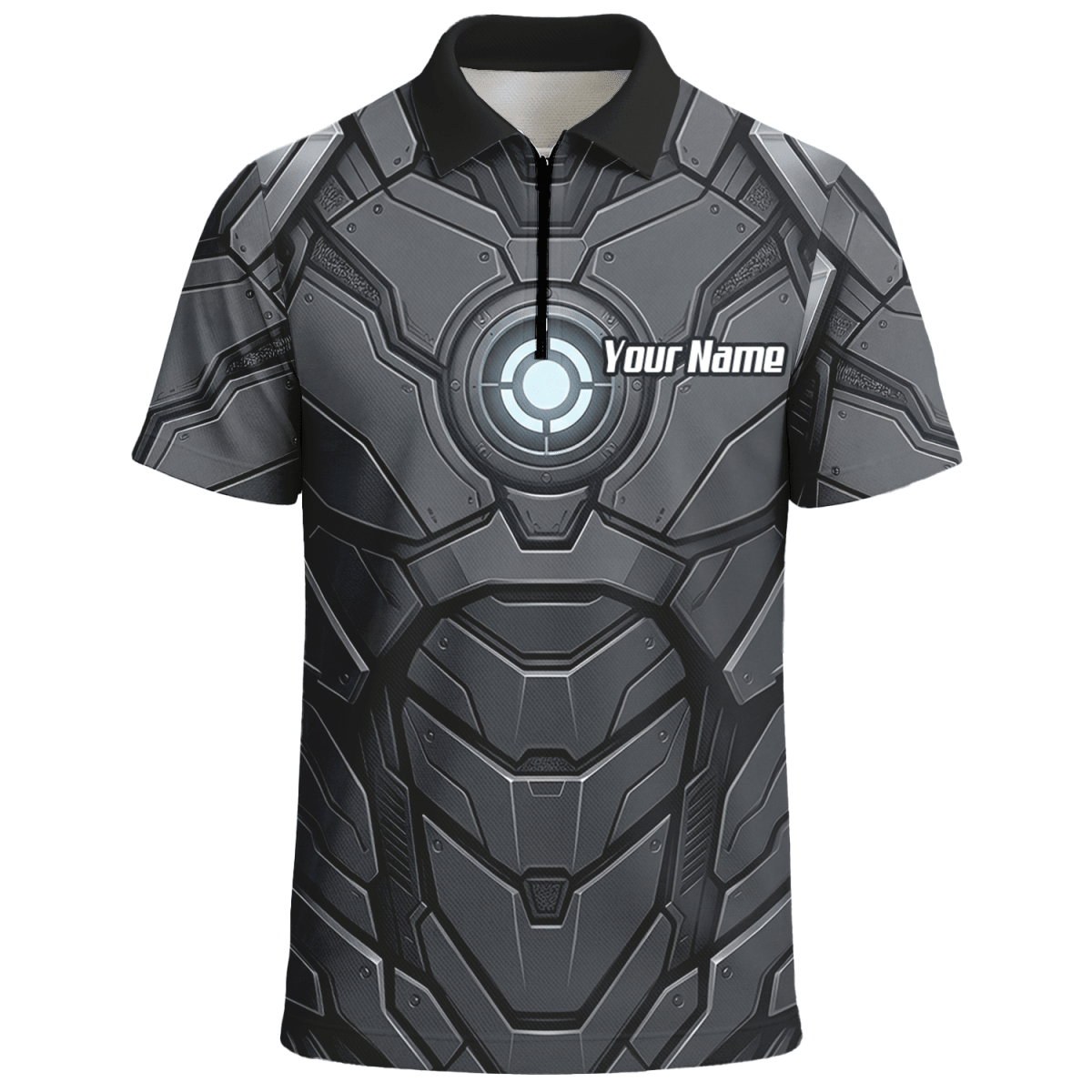 Dart Trikot Herren Personalisiert – Mech Rüstung Design Grau - Schwarz C3855 - Outfitsuche