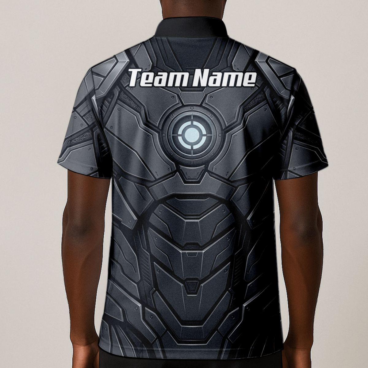 Dart Trikot Herren Personalisiert – Mech Rüstung Design Grau - Schwarz C3855 - Outfitsuche