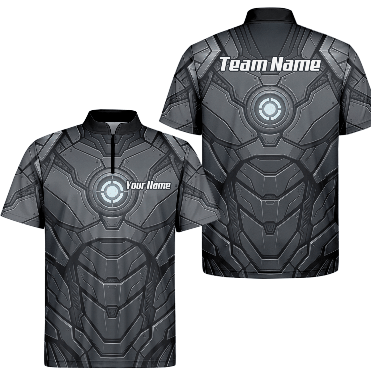 Dart Trikot Herren Personalisiert – Mech Rüstung Design Grau - Schwarz C3855 - Outfitsuche